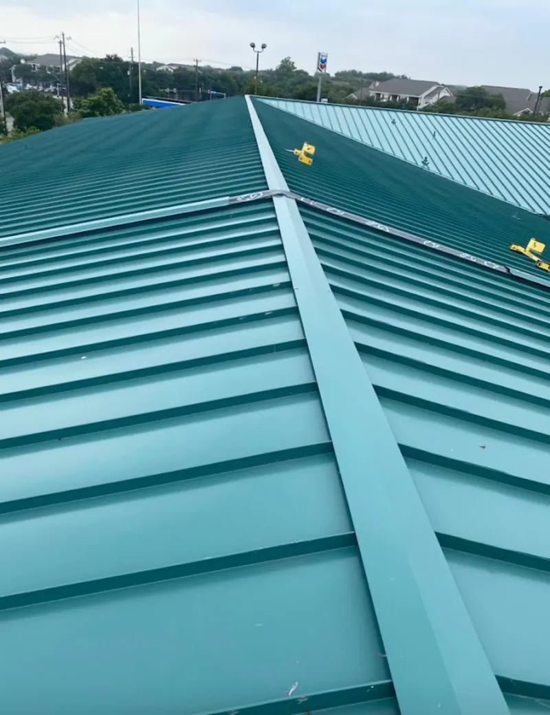 Green commercial metal roof ridge and valley for Metal Roof Repair in South Barrington